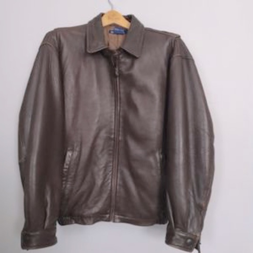Men’s Nautical brown leather bomber jacket